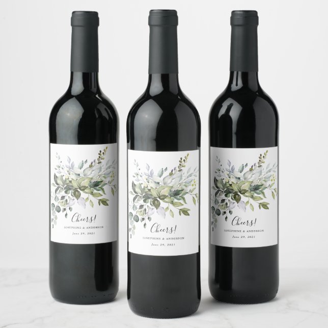 Eucalyptus Wedding Favors Wine Label (Bottles)