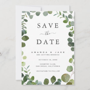 Eucalyptus Wedding Flat Save The Date Card