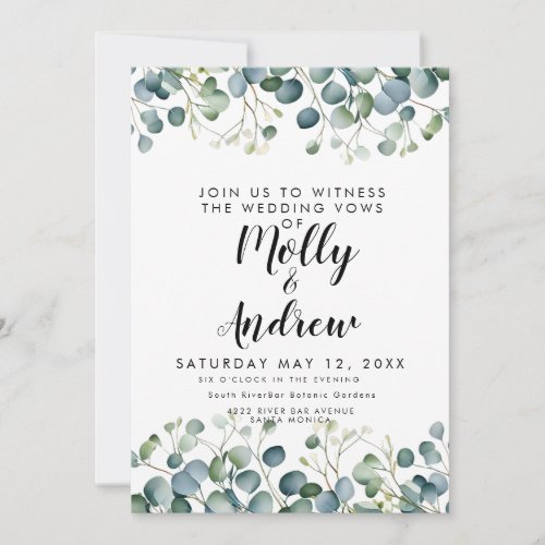 Eucalyptus wedding foliage greenery wedding invitation