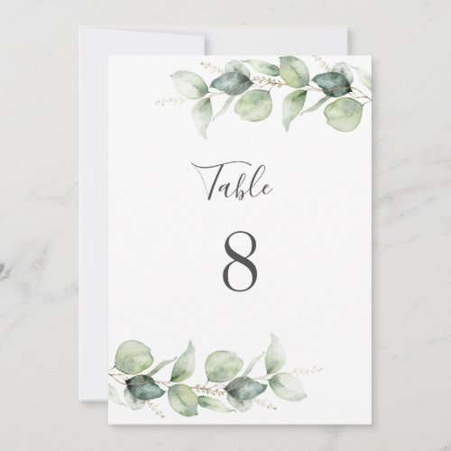 Eucalyptus Wedding Foliage Reception Table Number