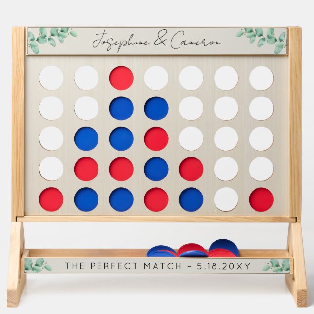 Eucalyptus Wedding Green Botanical Reception Game Fast Four (Front)