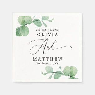 Eucalyptus Wedding Greenery Garden Cocktail Napkins