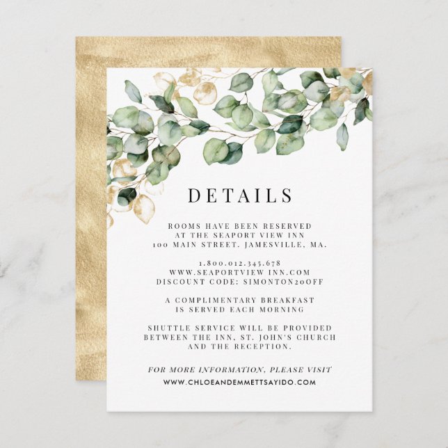 Eucalyptus Wedding Guest Details Enclosure Card (Front/Back)