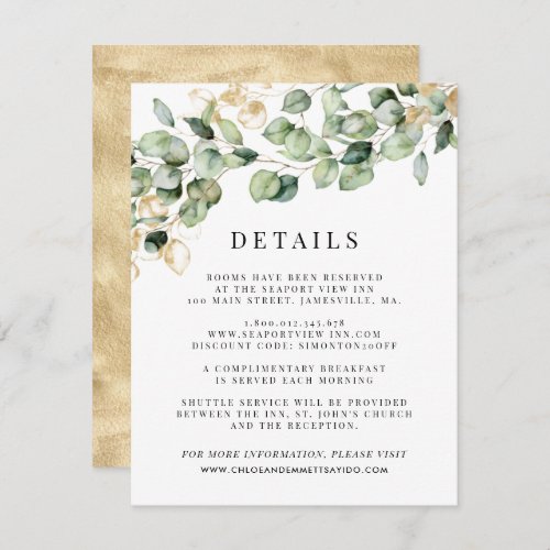 Eucalyptus Wedding Guest Details Enclosure Card