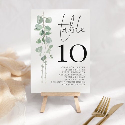 Eucalyptus Wedding Guest Names 5x7 Table Number