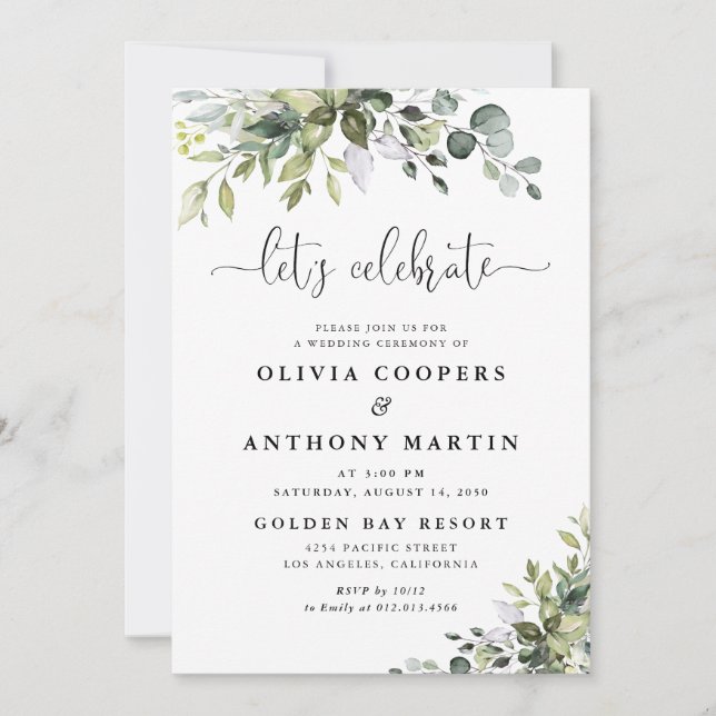 Eucalyptus Wedding Invitation (Front)