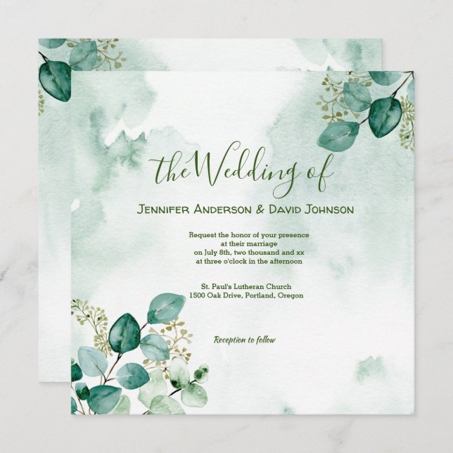 Eucalyptus Wedding Invitation (Front/Back)