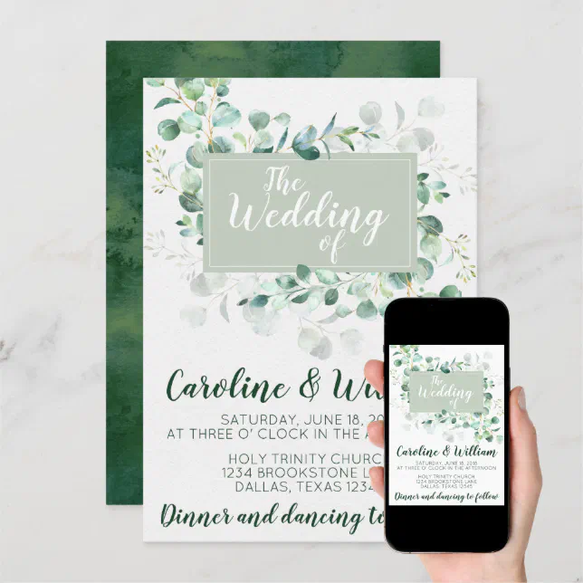 Eucalyptus Wedding Invitation Invite | Zazzle