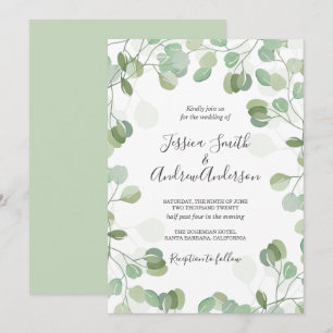 Eucalyptus Wedding Invitation Rustic Greenery Boho