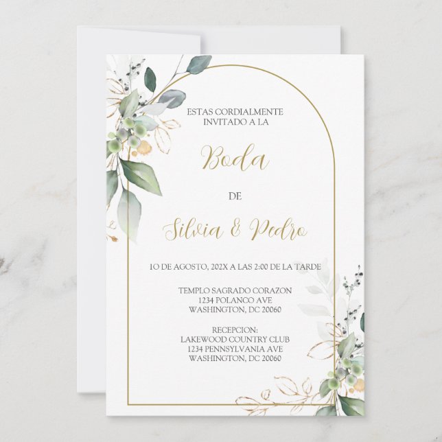 Eucalyptus wedding invite (Front)