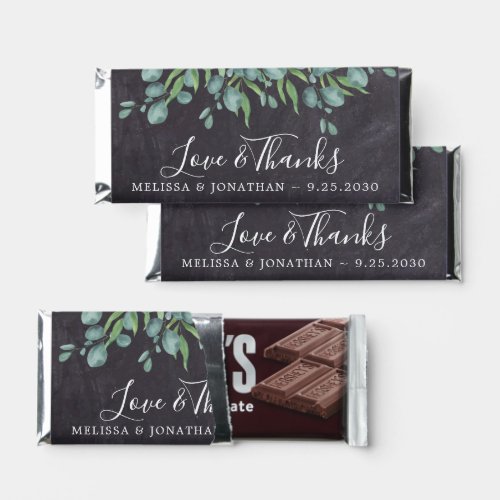 Eucalyptus Wedding Love  Thanks Chalkboard Hershey Bar Favors