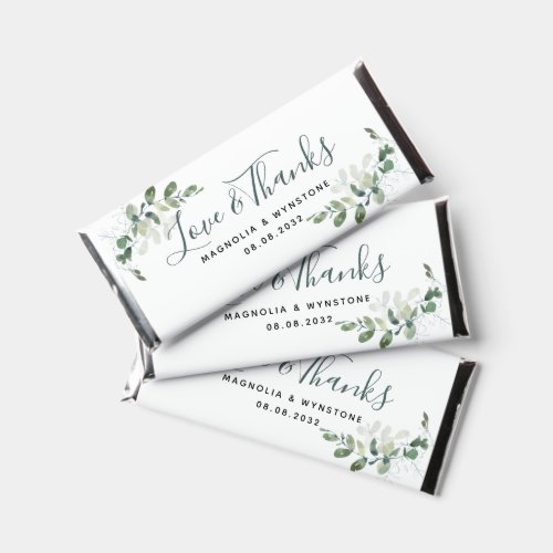 Eucalyptus Wedding Love  Thanks  Hershey Bar Favors