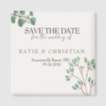 Eucalyptus Wedding Magnet<br><div class="desc">A simplistic wedding save the date magnet,  so your guests can be reminded of the date,  everyday! This design features handmade watercolour painted eucalyptus (painted by me!).  Click to edit to customize this design with your photo and details.</div>