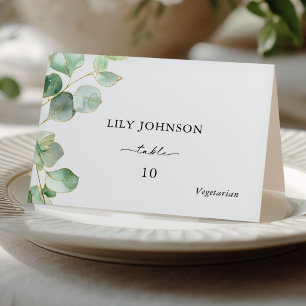 Eucalyptus Wedding Meal Choice Place Cards