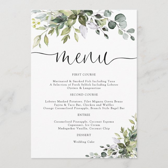 Eucalyptus Wedding Menu (Front)
