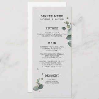 Eucalyptus Wedding Menu