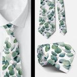 Eucalyptus Wedding Neck Tie<br><div class="desc">This gorgeous white background and eucalyptus leaves neck tie is perfect for either adding to your wardrobe or gifting to groomsmen for a wedding. The eucalyptus greenery adds a calming effect to your outfit and is perfect for work or formal events.</div>