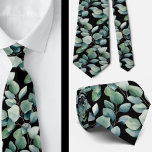 Eucalyptus Wedding Neck Tie<br><div class="desc">This gorgeous black background and eucalyptus leaves neck tie is perfect for either adding to your wardrobe or gifting to groomsmen for a wedding. The eucalyptus greenery adds a calming effect to your outfit and is perfect for work or formal events.</div>