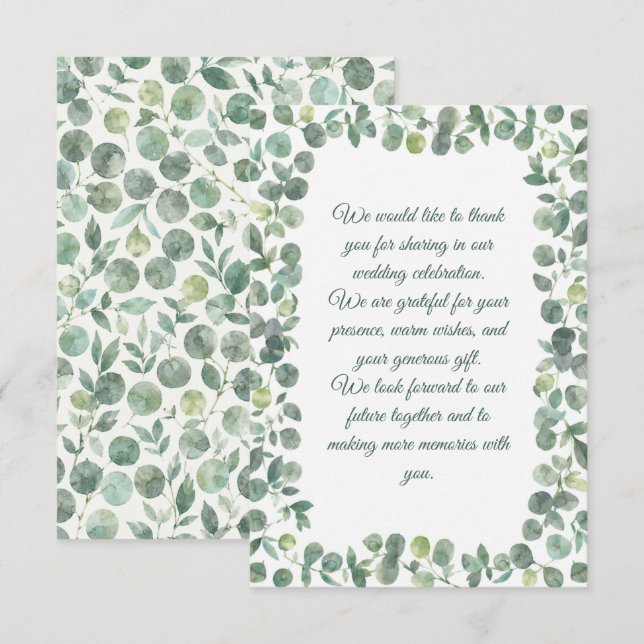 Eucalyptus Wedding Note Card (Front/Back)