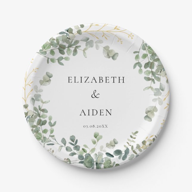 Eucalyptus Wedding  Paper Plates (Front)