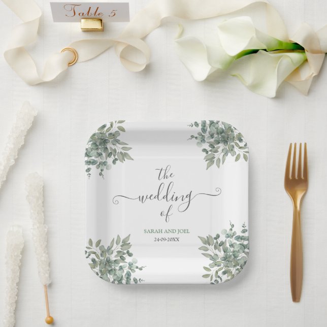Eucalyptus Wedding Paper Plates (Wedding)