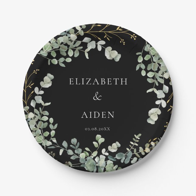 Eucalyptus Wedding  Paper Plates (Front)
