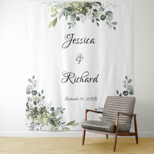 Eucalyptus Wedding Photo Background Tapestry