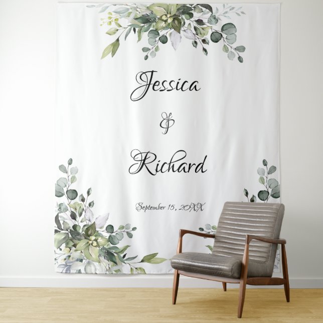 Eucalyptus Wedding Photo Background Tapestry (In Situ)