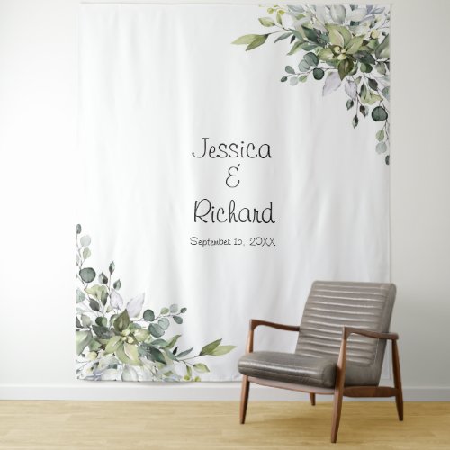 Eucalyptus Wedding Photo Background Tapestry