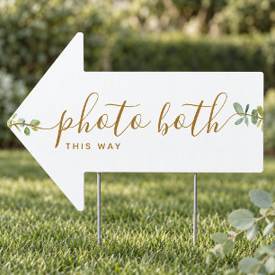 Eucalyptus Wedding Photo Booth This Way Arrow Sign