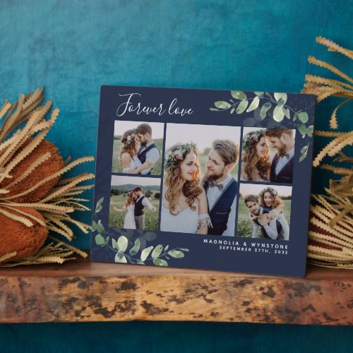Eucalyptus Wedding Photo Collage Keepsake Plaque