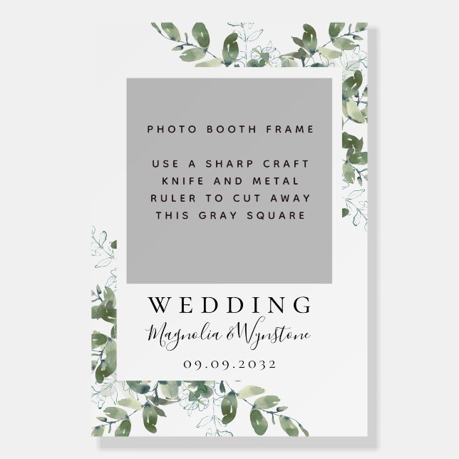 Eucalyptus Wedding  Photo Frame Selfie Prop Foam Board (Front)