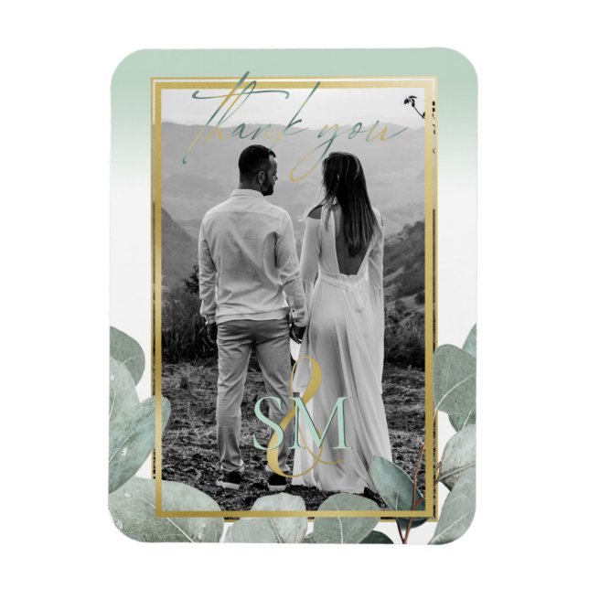 Eucalyptus wedding photo Thank you  Magnet (Vertical)
