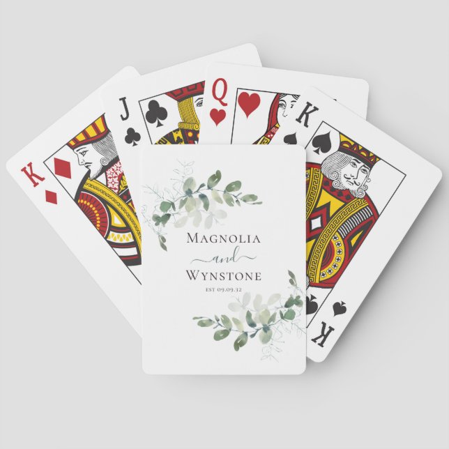 Eucalyptus Wedding Poker Cards (Back)