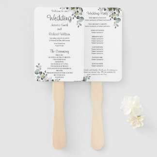 Eucalyptus Wedding Program Hand Fan