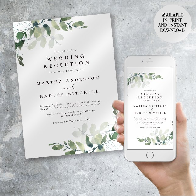 Eucalyptus Wedding Reception Invitation (Creator Uploaded)