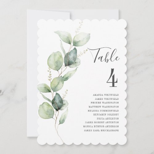 Eucalyptus Wedding Reception Seating Table Number
