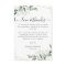 Eucalyptus Wedding Reception Table Thank You Card