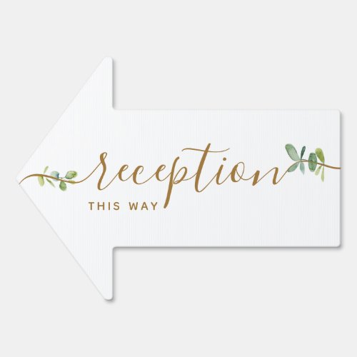 Eucalyptus Wedding Reception This Way Arrow Sign