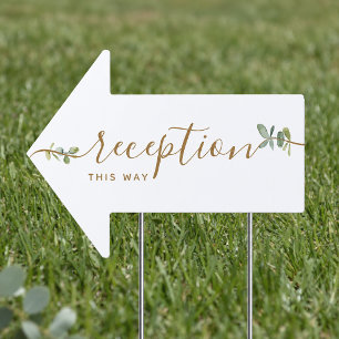 Eucalyptus Wedding Reception This Way Arrow Sign