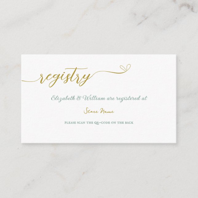 Eucalyptus Wedding Registry With QR-Code Enclosure Card (Front)