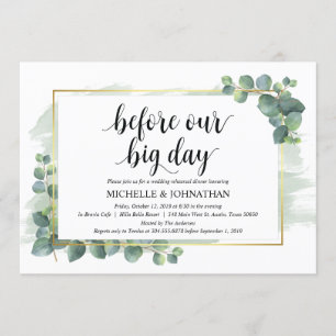 Eucalyptus Wedding Rehearsal Dinner Invitation