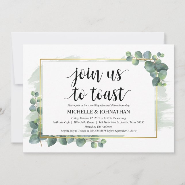 Eucalyptus Wedding Rehearsal Dinner Invitation (Front)