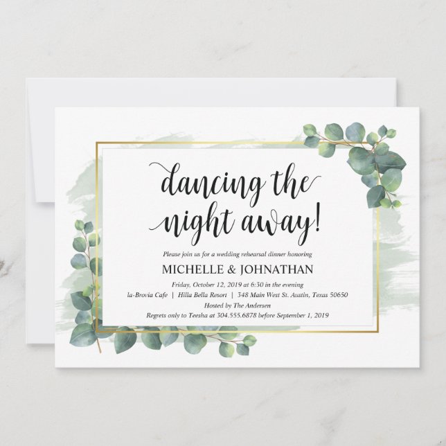 Eucalyptus Wedding Rehearsal Dinner Invitation (Front)