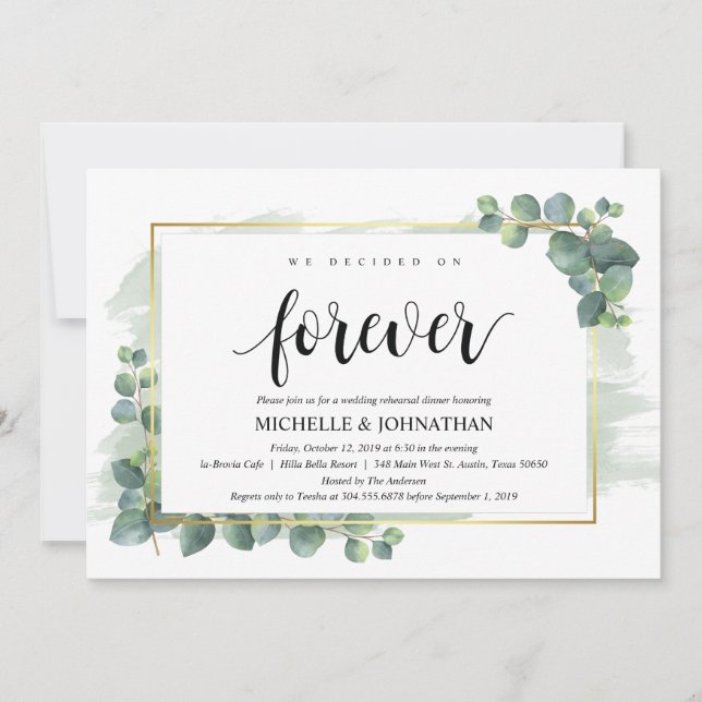 Eucalyptus Wedding Rehearsal Dinner Invitation (Front)