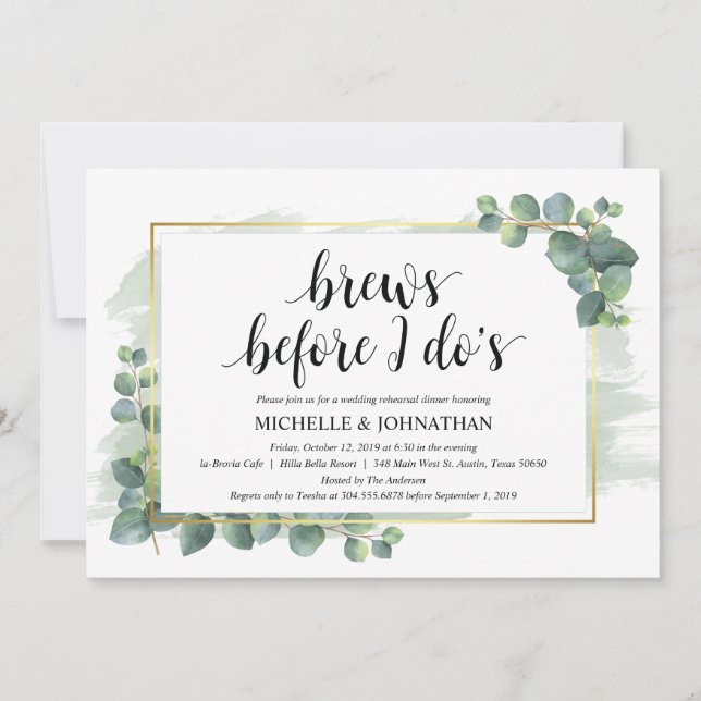 Eucalyptus Wedding Rehearsal Dinner Invitation (Front)