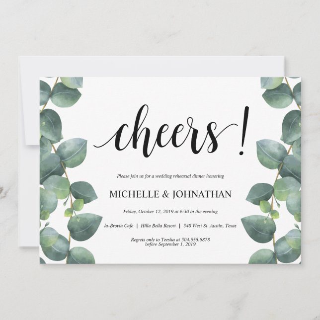 Eucalyptus Wedding Rehearsal Dinner Invitation (Front)