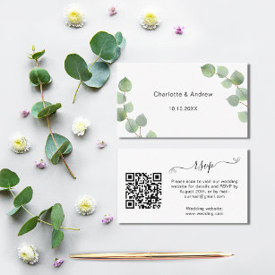 Eucalyptus wedding response website QR code RSVP Enclosure Card