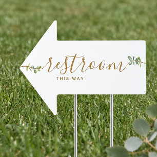 Eucalyptus Wedding Restrooms This Way Arrow Sign