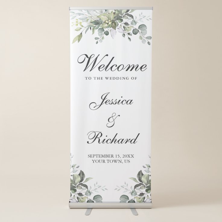 Eucalyptus Wedding Retractable Banner | Zazzle